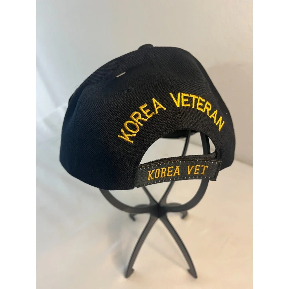 Korea Korean Vet Veteran Ribbon Black Adjustable‎ Embroidered Cap Hat